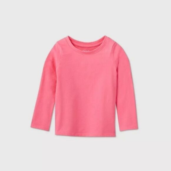 Toddler Girls' Solid Long Sleeve T-Shirt - Cat & Jack Pink 5T - Picture 1 of 2